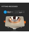 GU10 Fyrkantig downlight - Off-white med matt roséguld, Hål: 8cm, exkl. ljuskälla och sockel