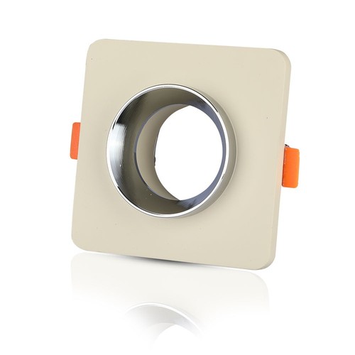 GU10 infälld spot i betong - Fyrkantig, off-white/krom, hål: Ø8cm, utan ljuskälla