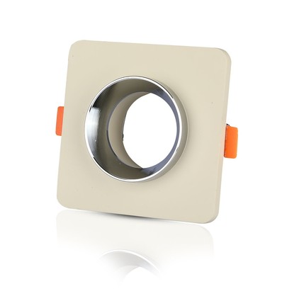 GU10 infälld spot i betong - Fyrkantig, off-white/krom, hål: Ø8cm, utan ljuskälla