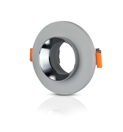 GU10 infälld spot i gips - Rund, grå betong med krom, Ø80 mm hål, IP20 inomhus