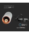 GU10 pendel i gips och metall - Rund, grå med matt rose gold botten, IP20 inomhus, utan ljuskälla