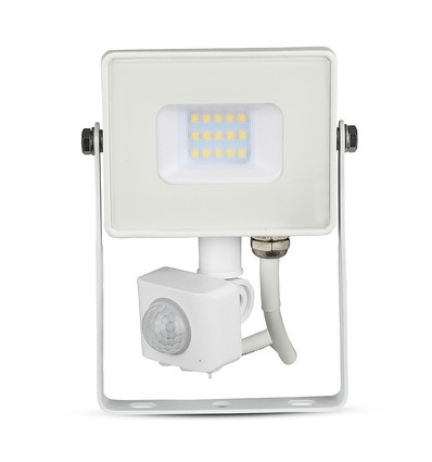 10W LED strålkastare med sensor, vit - Samsung LED, IP65, PIR