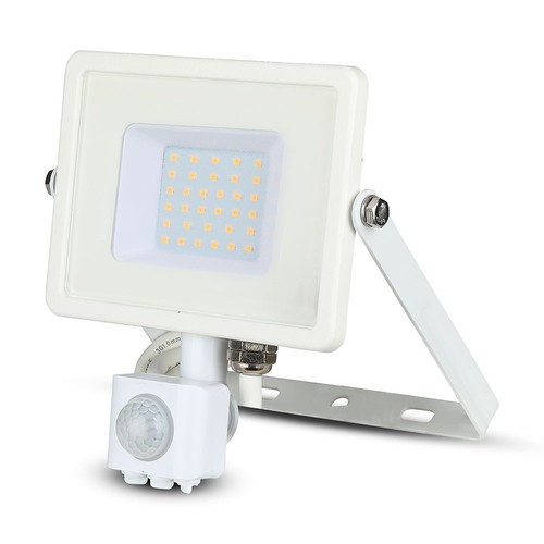 30W LED strålkastare med sensor, Samsung LED - IP65, vit, 3000K