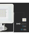 50W LED strålkastare med sensor - IP65, 4000lm, varmvit, PIR rörelsesensor, vit kant