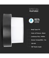 12W rund LED vägglampa - IP65, svart, 3000K, inkl. ljuskälla