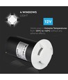 1W LED steplight för infällnad, 12V - IP67, 4-vägs ljus, kallvit, Ø6cm, vit kant