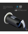 1W LED steplight för infällnad, 12V - IP67, 4-vägs ljus, kallvit, Ø6cm, vit kant