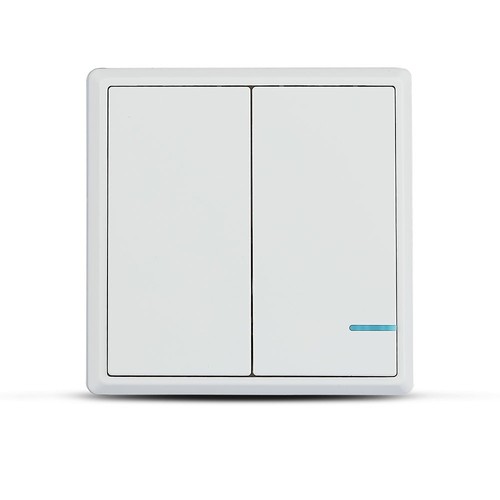 2-knapps trådlös strömbrytare, 1-vägs - IP54, vit, 86x86mm, batteridriven, räckvidd upp till 600m