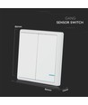 2-knapps trådlös strömbrytare, 1-vägs - IP54, vit, 86x86mm, batteridriven, räckvidd upp till 600m