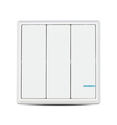 3-knapps trådlös smart strömbrytare, 1-vägs - IP54, vit, batteridriven, räckvidd upp till 600m