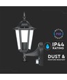 E27 Vägglampa m. sensor - IP44 utomhus, svart, utan ljuskälla