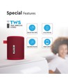 5W bärbar Bluetooth högtalare, Röd - TWS funktion, 1500mAh batteri, inkl. Micro USB kabel