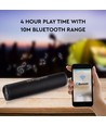 Bärbar Bluetooth högtalare med tygdesign - 2x3W, svart, FM radio, USB/TF, TWS, laddningsbar, 39,4cm lång