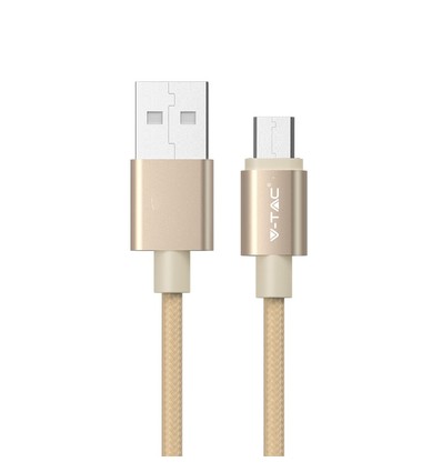 MicroUSB 1m tygkabel - Guld, microUSB till USB-A