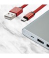MicroUSB-kabel 1m röd - Bomullstyg, MicroUSB till USB-A