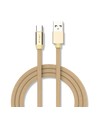 1m Type-C USB-kabel i guld - Ruby Series, bomullsflätad, USB-C till USB-A