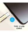 1m Type-C USB-kabel i guld - Ruby Series, bomullsflätad, USB-C till USB-A