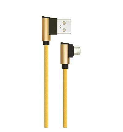 1m Micro USB-kabel L-Type, Guld - 2.4A, Diamond Series, vävd bomull
