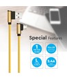 1m Micro USB-kabel L-Type, Guld - 2.4A, Diamond Series, vävd bomull