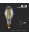 E27 24W LED ED120 filamentlampa - 160lm/W, 4000lm, klart glas, 6400K, Ø12cm, höjd 30cm