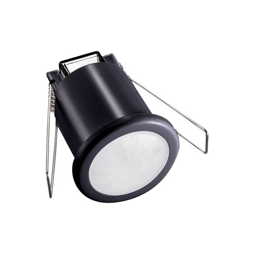 PIR taksensor Ø4cm för inbyggnad, 360° - Svart, IP20, detektering upp till 8m, hålmått: Ø4cm