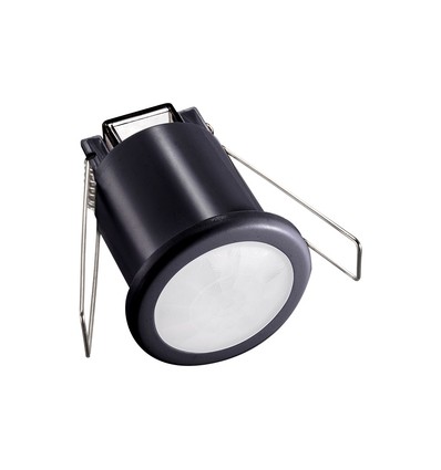 PIR taksensor Ø4cm för inbyggnad, 360° - Svart, IP20, detektering upp till 8m, hålmått: Ø4cm