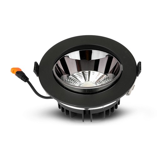 30W LED downlight med Samsung chip - 2400lm, 120°, svart kant, Ø22cm, 5 års garanti