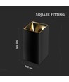GU10 kvadratisk utanpåliggande spot - Svart/Guld, aluminium, IP20, 7,4 x 7,4 x 14cm