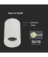 Vit GU10 utanpåliggande spot - Ø70x107mm, aluminium, IP20 inomhus, utan ljuskälla