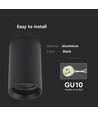 GU10 påbyggnadsspot - Svart, rund, aluminium, IP20, utan ljuskälla