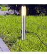 60cm E27 trädgårdslampa med sensor och 2 uttag - IP44, rostfritt stål