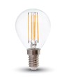 E14 6W LED klotlampa - P45, filament, klart glas, 130lm/W, varmvit, ersätter 60W
