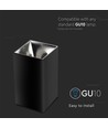 GU10 kvadratisk utanpåliggande spot - Svart/krom, aluminium, IP20, utan ljuskälla