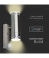 GU10 Vägglampa upp/ner m. sensor - IP44 utomhus, rostfri, utan ljuskälla