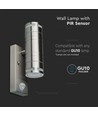 GU10 Vägglampa upp/ner m. sensor - IP44 utomhus, rostfri, utan ljuskälla