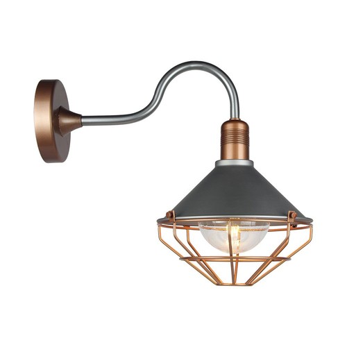 E27 vintage lykta vägglampa - IP65, rose gold, ABS+metall, glas, utan ljuskälla