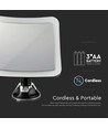 3,2W LED spegel med 10x förstoring - Batteridriven, 360° rotation, IP44, svart, sugkopp, kallvit