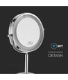 3W LED kosmetikspegel med ljus - 7 tum, 1X och 3X förstoring, 360° rotation, batteridriven, kromfinish
