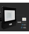 20W LED strålkastare med sensor - Samsung LED chip, IP65, svart, 1m kabel, kallvit