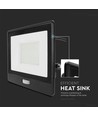 50W LED strålkastare med sensor - Samsung LED chip, IP65, svart, 6500K, 5 års garanti