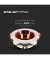 GU10 infälld spot - Rund, vit med rose gold reflektor, IP20, hål: Ø7,2 cm, mått: Ø8,5 cm