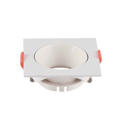GU10 infälld spot, kvadratisk - Vit ram, vit reflektor, hål: Ø7,2 cm, utan ljuskälla