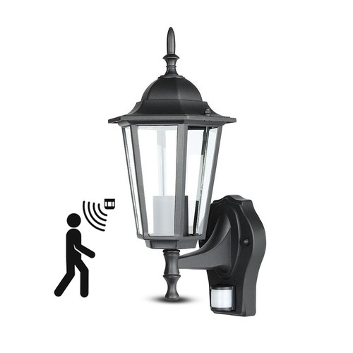 E27 Vägglampa m. sensor - IP44 utomhus, svart, utan ljuskälla