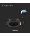 GU10 downlight - Rund, svart, PC-plast, inom-/utomhus, hål: Ø8,5 cm, mått: Ø10,2 cm
