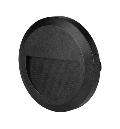 2W LED vägglampa för trappor - Rund, svart, 4000K, 80lm, Ø15cm, inne / ute