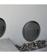 2W LED vägglampa för trappor - Rund, svart, 4000K, 80lm, Ø15cm, inne / ute