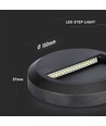 2W LED vägglampa för trappor - Rund, svart, 4000K, 80lm, Ø15cm, inne / ute
