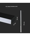 40W LED linjär pendelarmatur, svart - Samsung LED chip, 6400K, 120cm, 5 års garanti