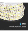 5m 17-18W/m LED strip - 24V, IP20, 204 LED per meter, kallvit
