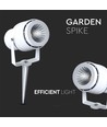 12W LED trädgårdsspot med spett - IP65, 3000K, vit, 20 grader, aluminium